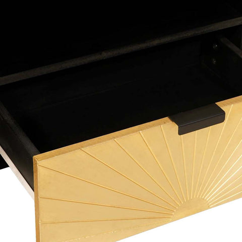 vidaXL TV Cabinet Black and Gold 80 x 33 x 46 cm Solid mango wood