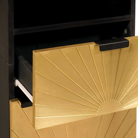 vidaXL Bathroom Cabinet with Drawer Black and Gold 38 x 33 x 160 cm