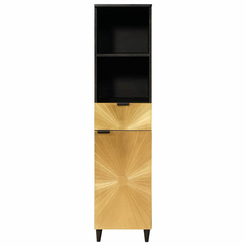 vidaXL Bathroom Cabinet with Drawer Black and Gold 38 x 33 x 160 cm