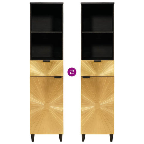 vidaXL Bathroom Cabinet with Drawer Black and Gold 38 x 33 x 160 cm