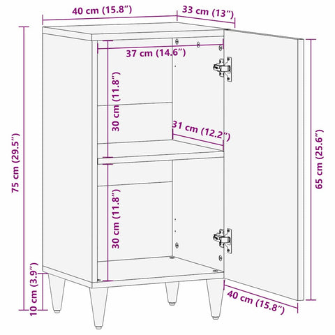 vidaXL Sideboard Black and Gold 40 x 33 x 75 cm Solid mango wood