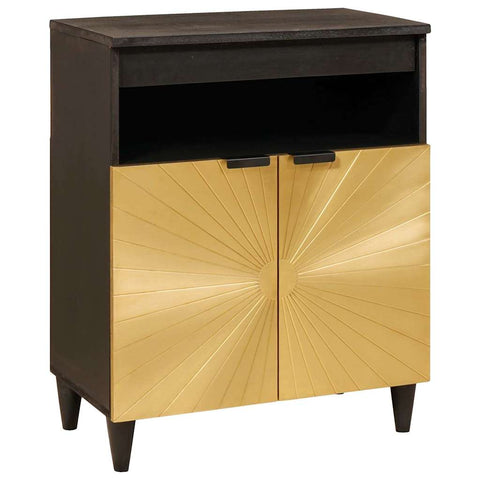 vidaXL Sideboard Black and Gold 60 x 33 x 75 cm Solid mango wood
