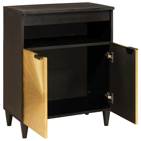 vidaXL Sideboard Black and Gold 60 x 33 x 75 cm Solid mango wood