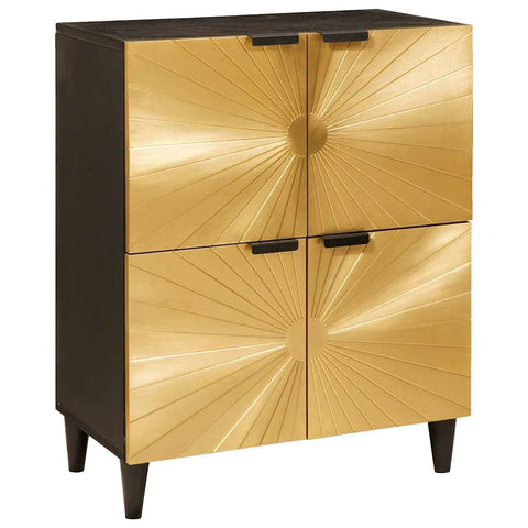 vidaXL Side Cabinet Black and Gold 60 x 33.5 x 75 cm Solid mango wood