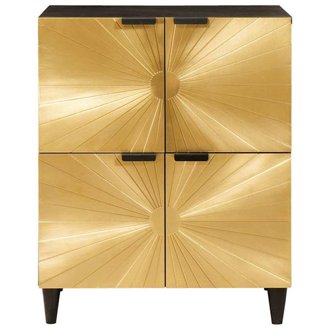 vidaXL Side Cabinet Black and Gold 60 x 33.5 x 75 cm Solid mango wood