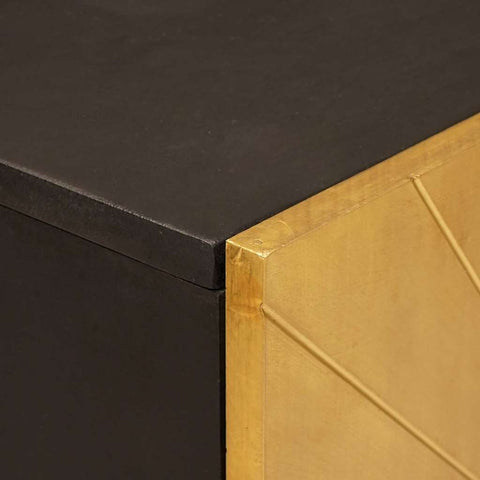 vidaXL Side Cabinet Black and Gold 90 x 33.5 x 75 cm Solid mango wood