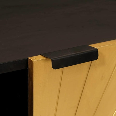 vidaXL Side Cabinet Black and Gold 90 x 33.5 x 75 cm Solid mango wood