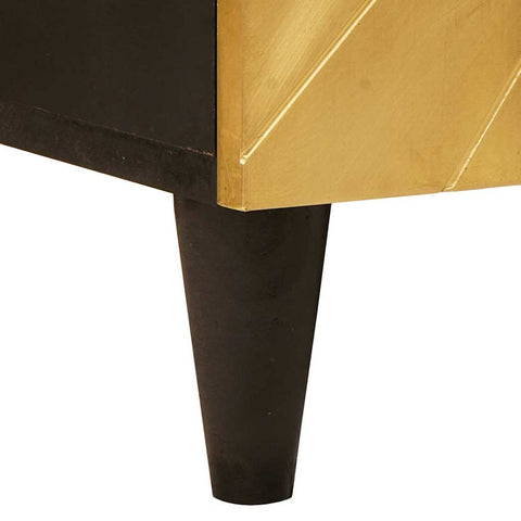 vidaXL Side Cabinet Black and Gold 90 x 33.5 x 75 cm Solid mango wood