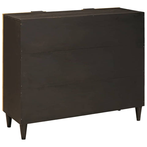 vidaXL Side Cabinet Black and Gold 90 x 33.5 x 75 cm Solid mango wood