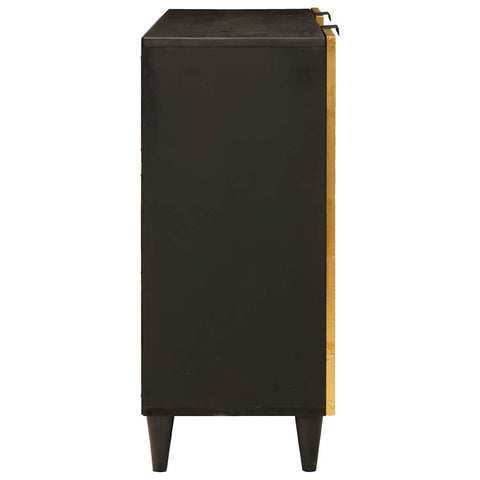 vidaXL Side Cabinet Black and Gold 90 x 33.5 x 75 cm Solid mango wood