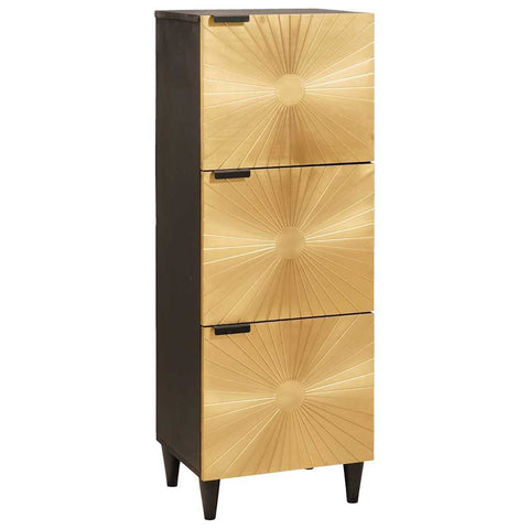 vidaXL Side Cabinet Black and Gold 40 x 33.5 x 110 cm Solid mango wood