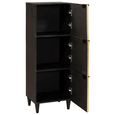 vidaXL Side Cabinet Black and Gold 40 x 33.5 x 110 cm Solid mango wood