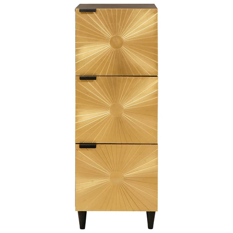 vidaXL Side Cabinet Black and Gold 40 x 33.5 x 110 cm Solid mango wood