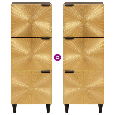 vidaXL Side Cabinet Black and Gold 40 x 33.5 x 110 cm Solid mango wood