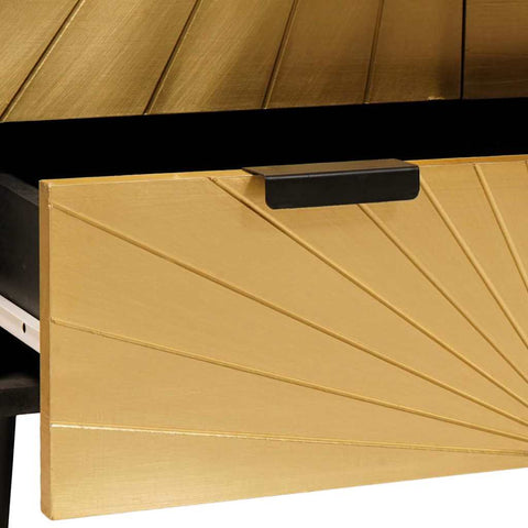 vidaXL Side Cabinet Black and Gold 60 x 33.5 x 100 cm Solid mango wood