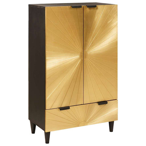 vidaXL Side Cabinet Black and Gold 60 x 33.5 x 100 cm Solid mango wood