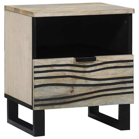 vidaXL Bedside Cabinet with Drawer White and black 40 x 33 x 46 cm