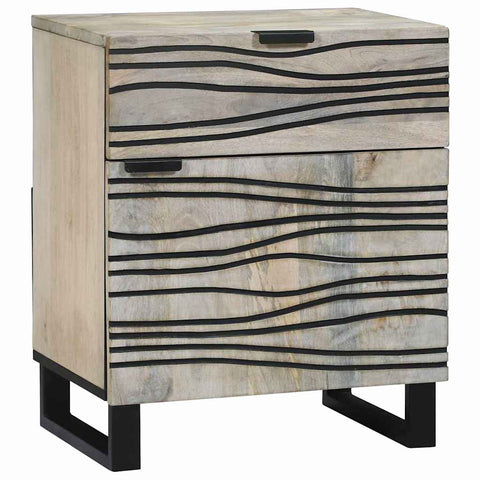 vidaXL Bedside Cabinet with Drawer White and Black 50 x 33 x 60 cm