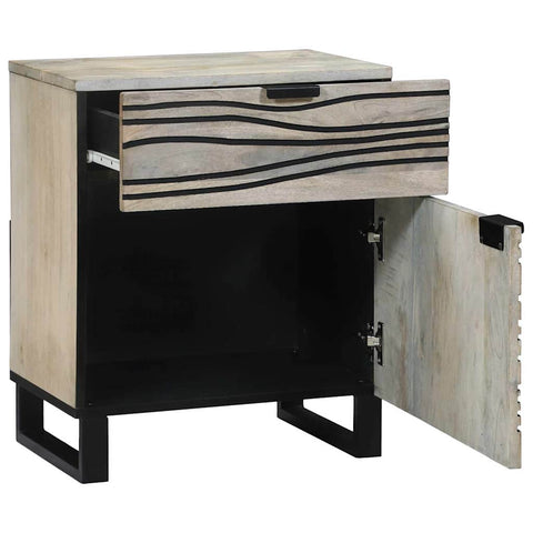 vidaXL Bedside Cabinet with Drawer White and Black 50 x 33 x 60 cm