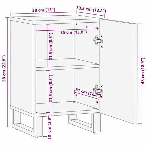 vidaXL Bathroom Cabinet with Shelf Brown and Black 38 x 33.5 x 58 cm
