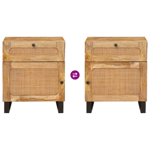 vidaXL Bedside Cabinet Natural 50 x 33 x 60 cm Solid Mango Wood