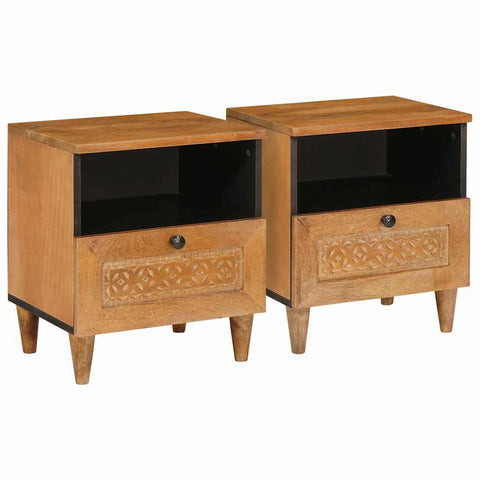 vidaXL Bedside Table with Drawer 2 pcs Light brown 40 x 33 x 46 cm