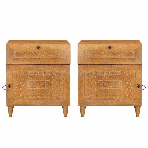 vidaXL Bedside Table Light brown 50 x 33 x 60 cm Solid mango wood