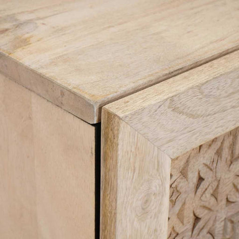 vidaXL Bedside Table Beige 40 x 33 x 46 cm Solid mango wood