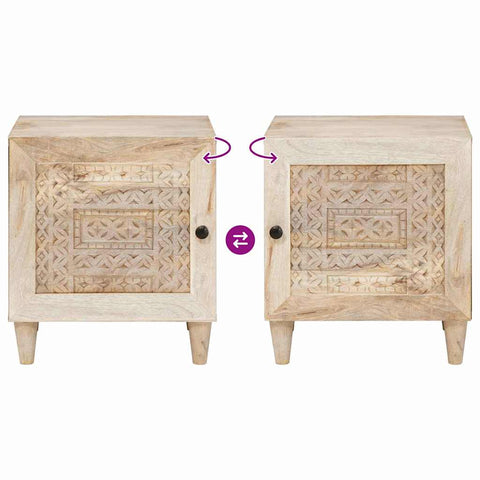 vidaXL Bedside Table Beige 40 x 33 x 46 cm Solid mango wood