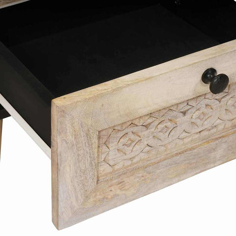 vidaXL Bedside Table Beige 40 x 33 x 46 cm Solid mango wood