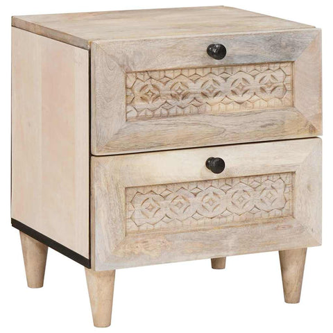vidaXL Bedside Table 2 pcs Beige 40 x 33 x 46 cm Solid mango wood