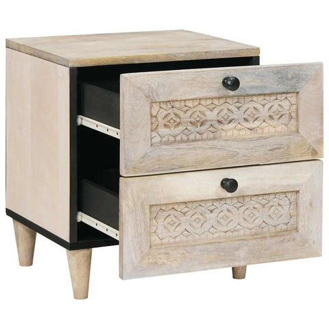 vidaXL Bedside Table 2 pcs Beige 40 x 33 x 46 cm Solid mango wood