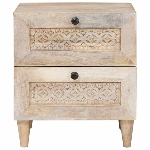 vidaXL Bedside Table 2 pcs Beige 40 x 33 x 46 cm Solid mango wood