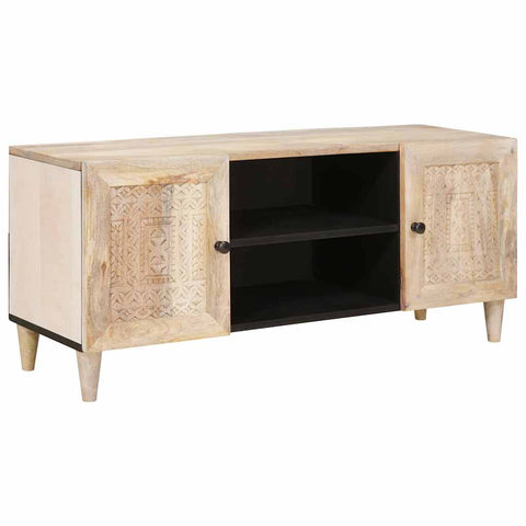 vidaXL TV Cabinet with Shelf White 105 x 33 x 46 cm Solid mango wood