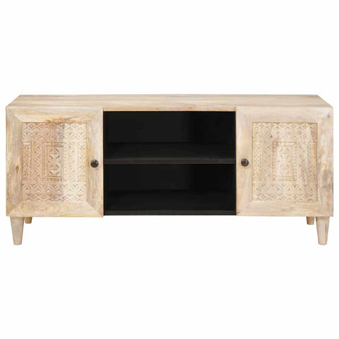 vidaXL TV Cabinet with Shelf White 105 x 33 x 46 cm Solid mango wood