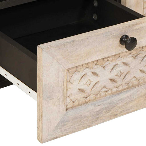 vidaXL TV Cabinet with Drawer White 70 x 33 x 46 cm Solid mango wood