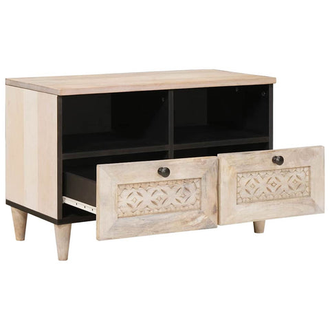 vidaXL TV Cabinet with Drawer White 70 x 33 x 46 cm Solid mango wood