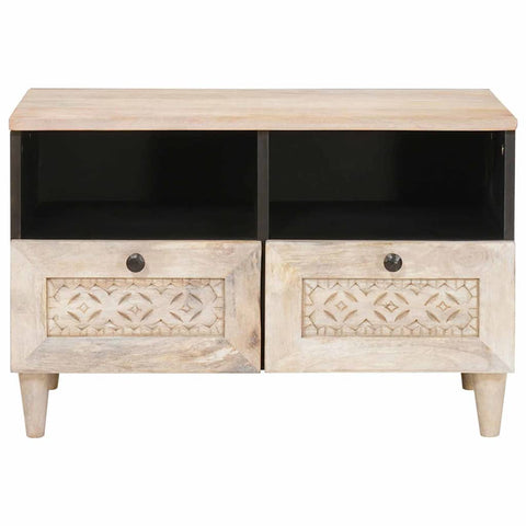 vidaXL TV Cabinet with Drawer White 70 x 33 x 46 cm Solid mango wood