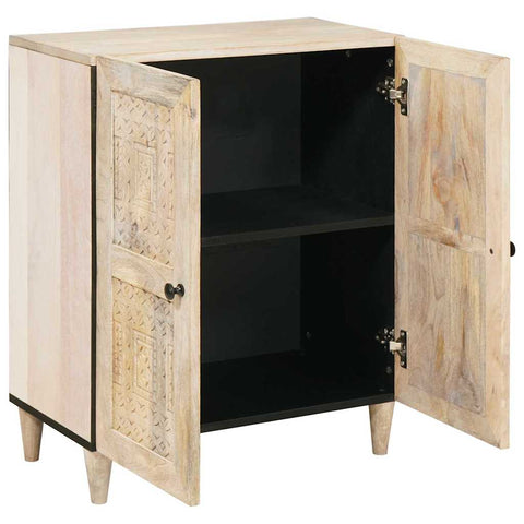 vidaXL Sideboard with Shelf White 60 x 33 x 75 cm Solid mango wood