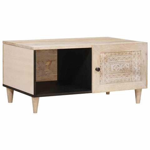 vidaXL Coffee Table with Shelf Beige 80 x 50 x 40 cm Solid mango wood