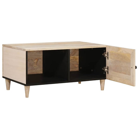 vidaXL Coffee Table with Shelf Beige 80 x 50 x 40 cm Solid mango wood
