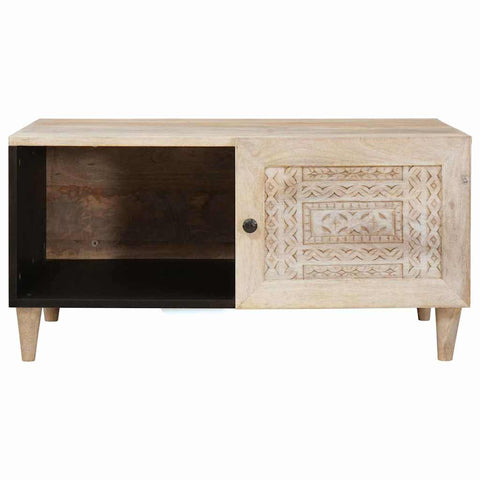 vidaXL Coffee Table with Shelf Beige 80 x 50 x 40 cm Solid mango wood