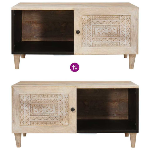 vidaXL Coffee Table with Shelf Beige 80 x 50 x 40 cm Solid mango wood