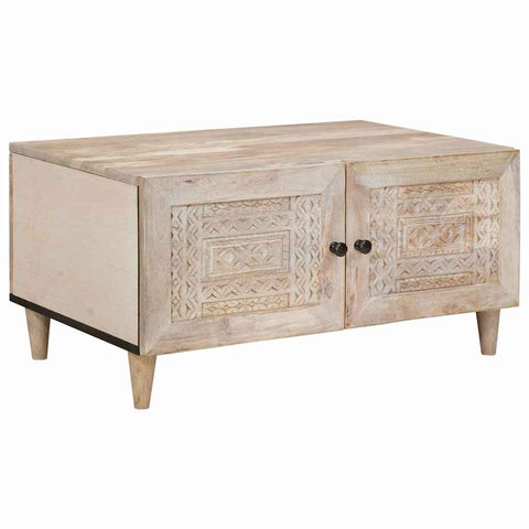 vidaXL Coffee Table with Door Beige 80 x 50 x 40 cm Solid mango wood