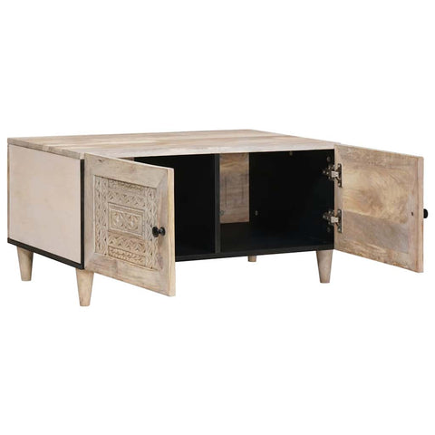 vidaXL Coffee Table with Door Beige 80 x 50 x 40 cm Solid mango wood