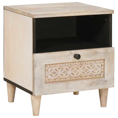 vidaXL Bedside Table Beige 40 x 33 x 46 cm Solid mango wood