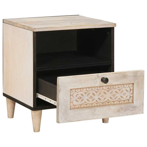 vidaXL Bedside Table 2 pcs Beige 40 x 33 x 46 cm Solid mango wood