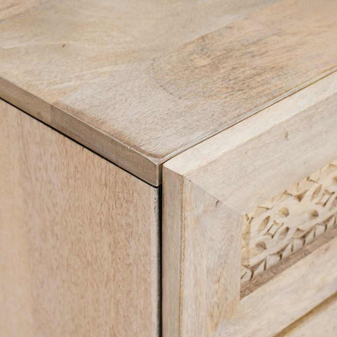 vidaXL Bedside Table with Door Beige 50 x 33 x 60 cm Solid mango wood