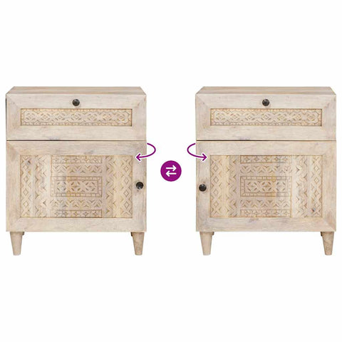 vidaXL Bedside Table with Door Beige 50 x 33 x 60 cm Solid mango wood