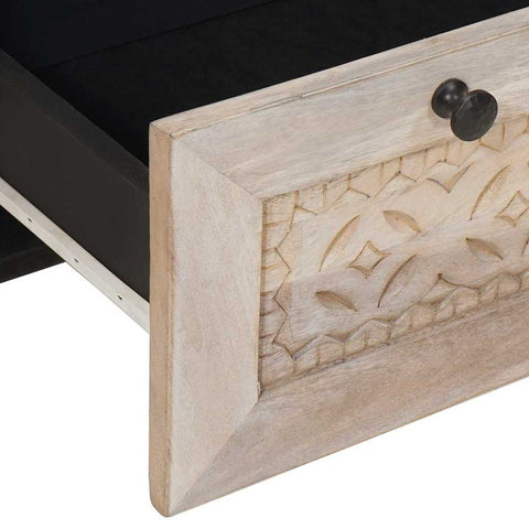 vidaXL Bedside Table Beige 50 x 33 x 60 cm Solid mango wood